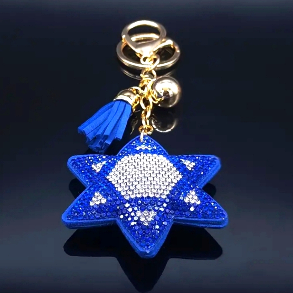 NEW! Judaism Star of David ✡️ Rhinestone Keychain Bag 👜🎒 Charm - Hannukah🕎 - Picture 2 of 5